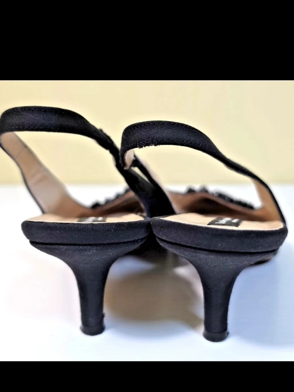 kate spade Black Sequin-Trim Slingback Pointed Flats Vintage